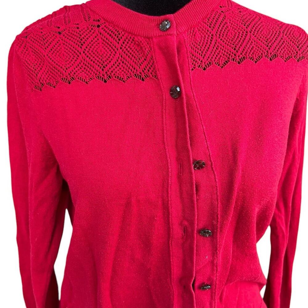 Eddie Bauer button down  long sleeve cardigan sweater, red, women's size S